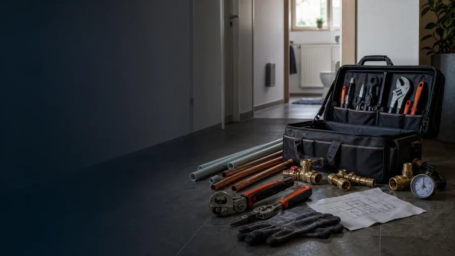 Instalatér a elektrikář při práci na zakázce